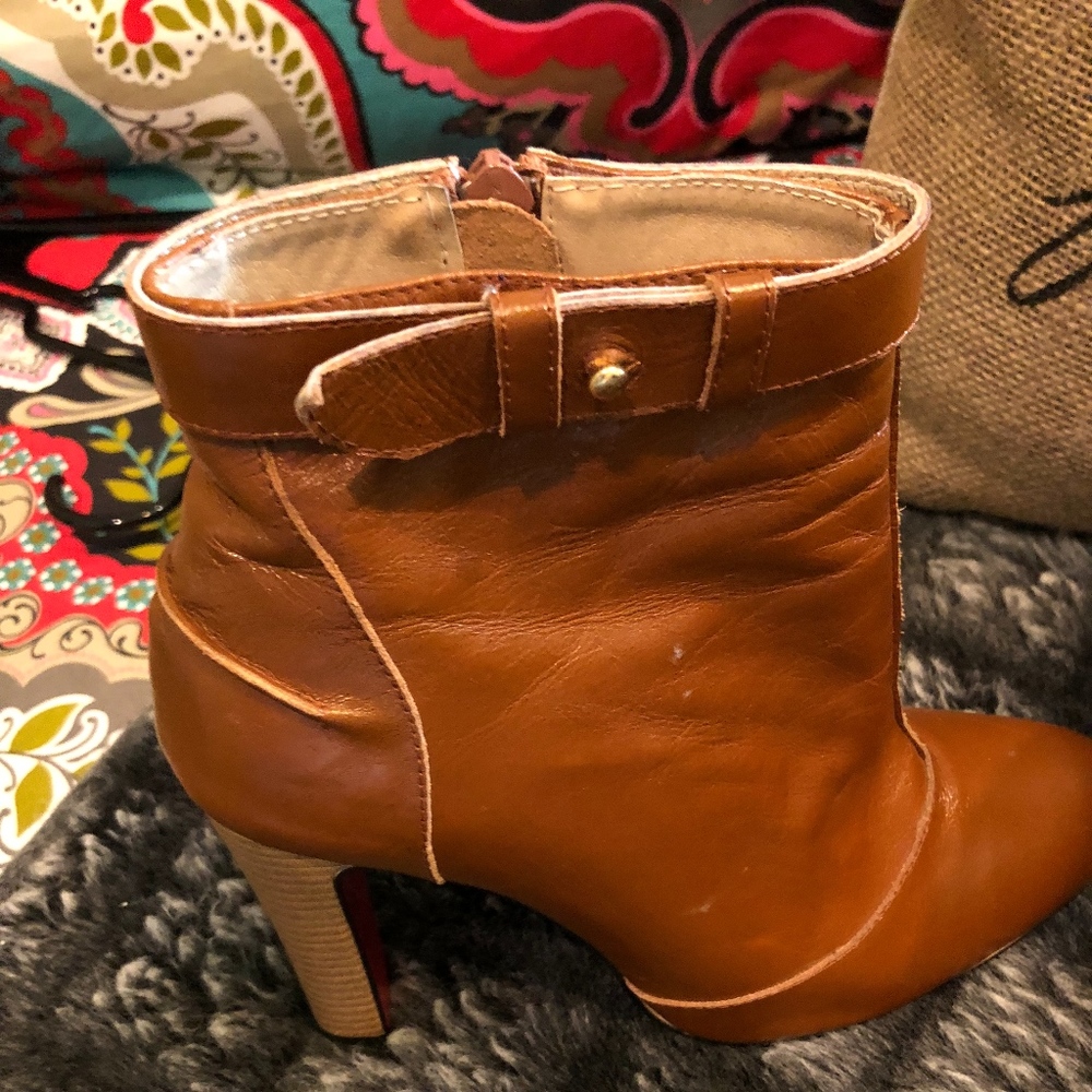 Christian Louboutin brown leather booties